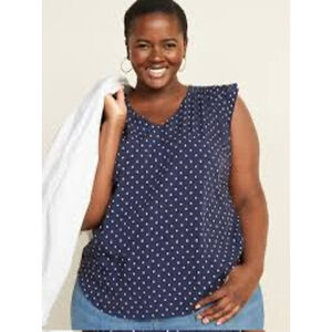 Old Navy Womens Polka Dot Top 4X Flutter Sleeve V Neck